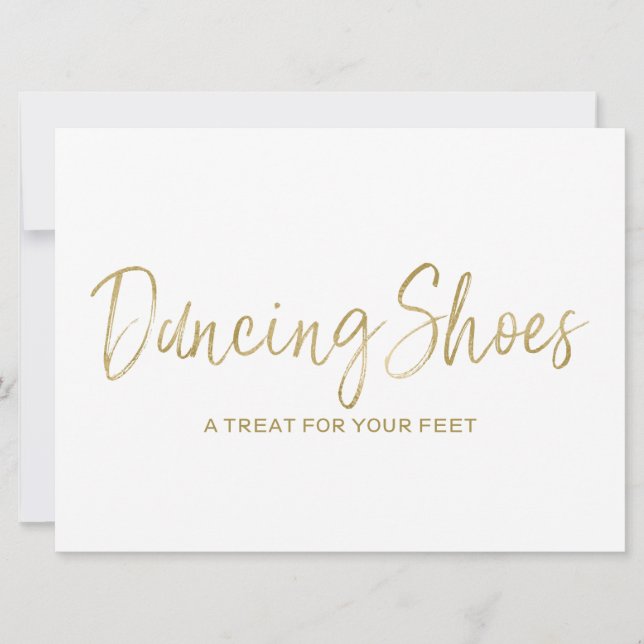 "Dancing Shoes" Stylish Golden Wedding Sign Invitation (Front)