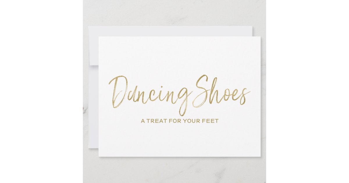 "Dancing Shoes" Stylish Golden Wedding Sign Invitation Zazzle