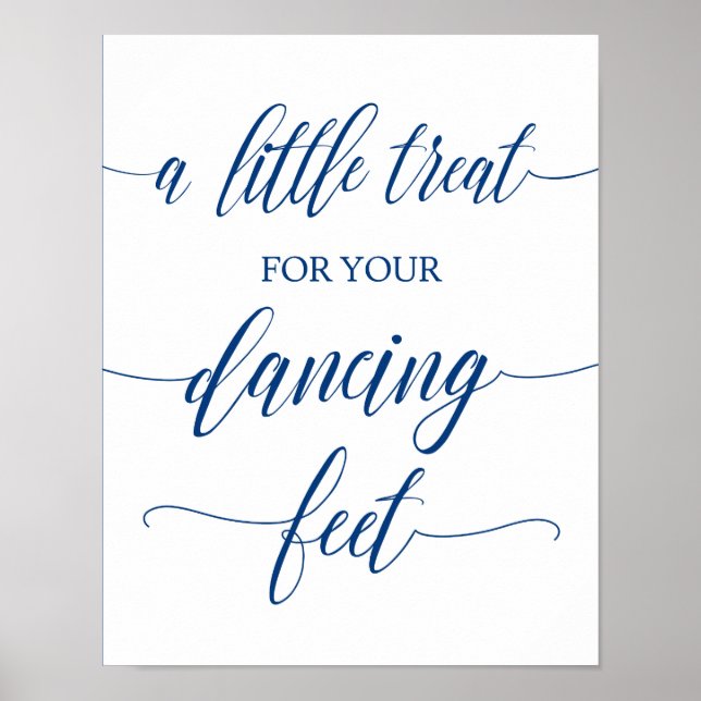Dancing Shoes Wedding Sign Navy Blue Calligraphy (Front)