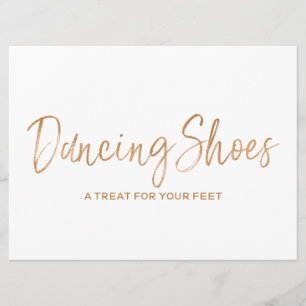 "Dancing Shoes" Wedding Sign   Stylish Gold Rose Invitation
