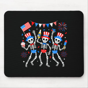 Dancing skeleton 4th of july merica usa american mouse mat