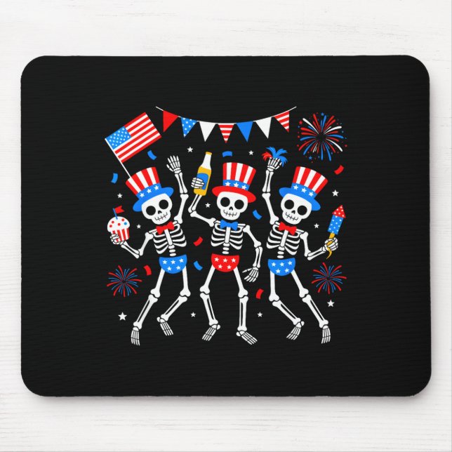 Dancing skeleton 4th of july merica usa american mouse mat (Front)