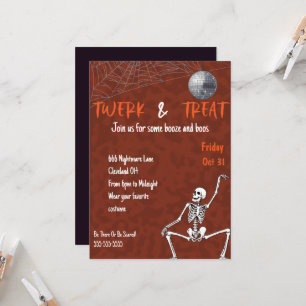 Dancing Skeleton Adult Halloween Party  Invitation