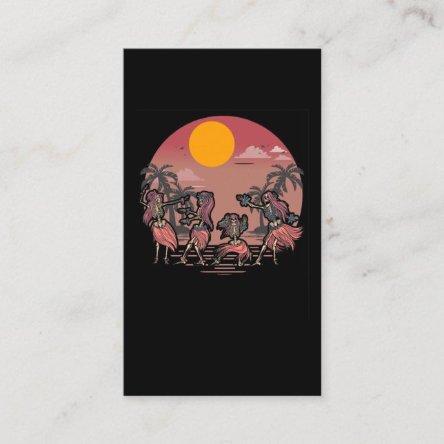 Dancing Skeleton Aloha Women Hawaii Business Card (Front)