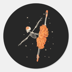 Dancing Skeleton Ballerina Ballet Dance Halloween  Classic Round Sticker