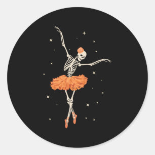 Dancing Skeleton Ballerina Ballet Dance Halloween Classic Round Sticker