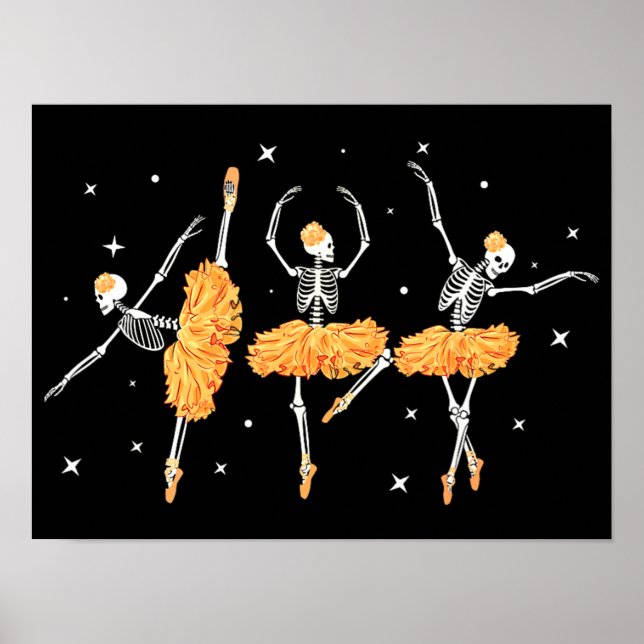 Dancing Skeleton Ballerina Ballet Dance Halloween Poster (Front)