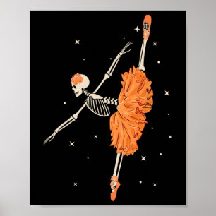 Dancing Skeleton Ballerina Ballet Dance Halloween  Poster