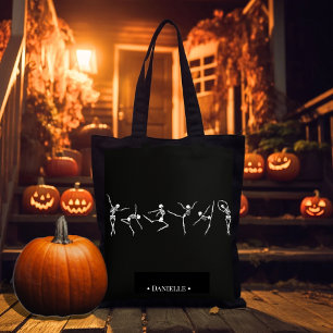 Dancing Skeleton Ballerina Dancer Halloween Tote Bag