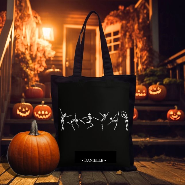 Dancing Skeleton Ballerina Dancer Halloween Tote Bag (Creator Uploaded)