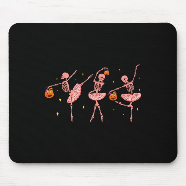 Dancing Skeleton Ballerina Halloween Jack O Lanter Mouse Mat (Front)