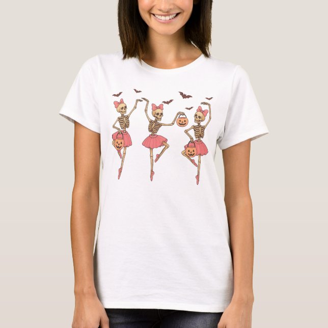 Dancing Skeleton Ballerina Halloween Shirt (Front)