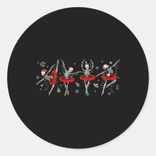 Dancing Skeleton Ballet Ballerina Christmas Girls Classic Round Sticker