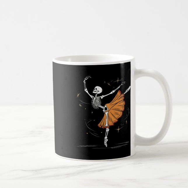 Dancing Skeleton Byllerina Byllet Dance Halloween  Coffee Mug (Right)
