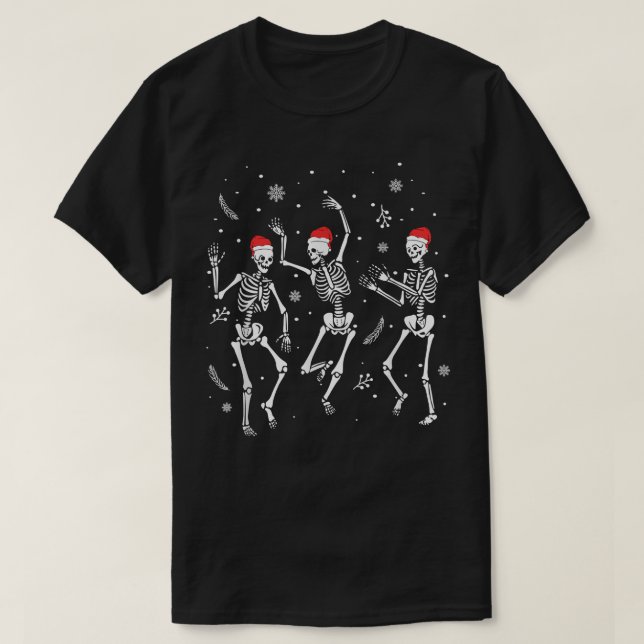 Dancing Skeleton Christmas 2021 Spooky Funny Chris T-Shirt (Design Front)