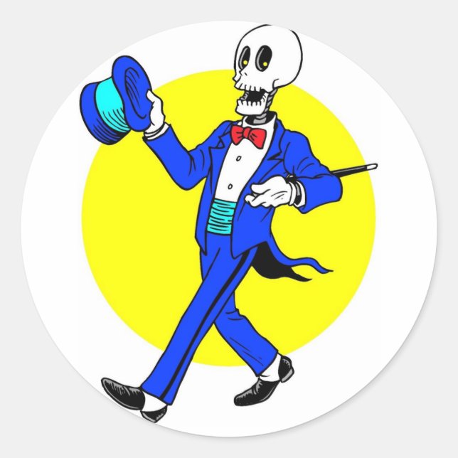Dancing Skeleton Classic Round Sticker (Front)