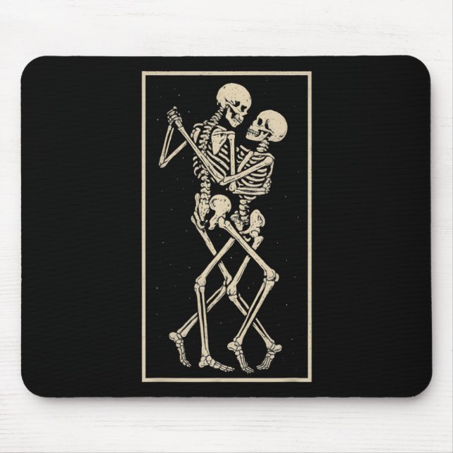 Dancing Skeleton Couple – Romantic Gothic Hallowee Mouse Mat (Front)
