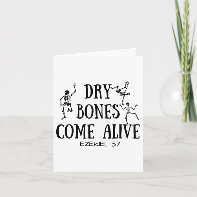Dancing Skeleton Dry Bones Come Alive Bible Verse  Card (Front)