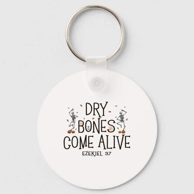 Dancing Skeleton Dry Bones Come Alive Halloween Ch Key Ring (Front)