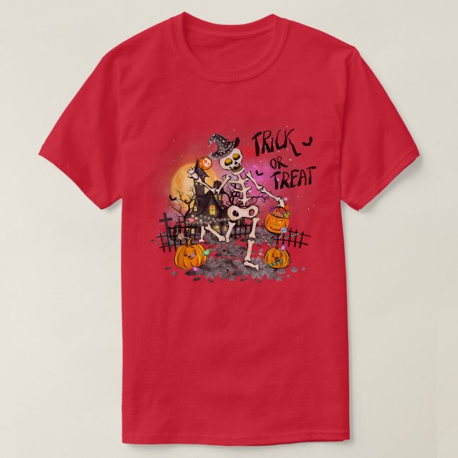 Dancing Skeleton Fun Halloween Tee Haunted House P (Design Front)