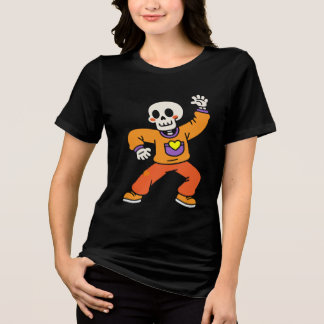 Dancing Skeleton Funny Halloween Skull T-Shirt Tri-Blend Shirt
