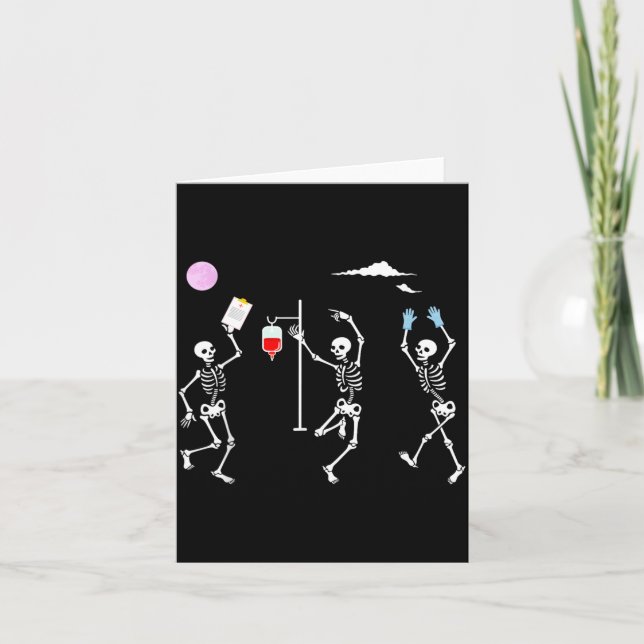 Dancing Skeleton Funny Nurse Skeleton Halloween Card (Front)