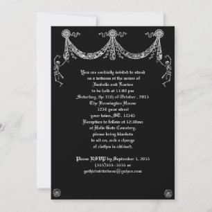Dancing Skeleton Garland Goth Wedding Invitation