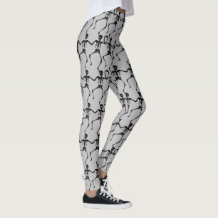 Dancing Skeleton Grey and Black Leggings