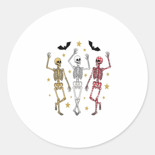 Dancing Skeleton Halloween Classic Round Sticker (Front)