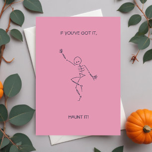 Dancing Skeleton Halloween Flat Holiday Card