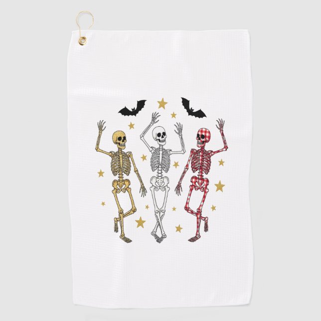 Dancing Skeleton Halloween Golf Towel (Front)