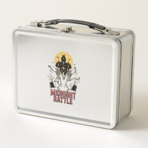 Dancing Skeleton Halloween Haunted Manor Vintage G Metal Lunch Box