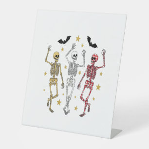 Dancing Skeleton Halloween Pedestal Sign