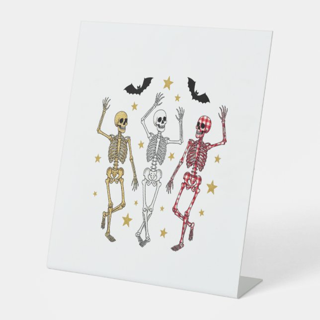 Dancing Skeleton Halloween Pedestal Sign (Front)