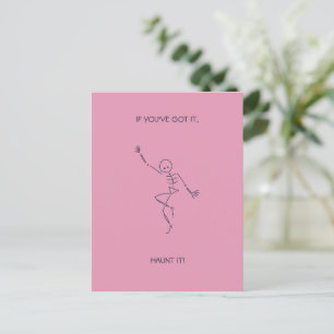 Dancing Skeleton Halloween Postcard