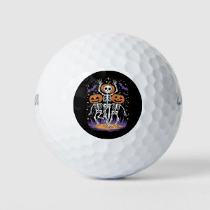Dancing Skeleton Halloween Pumpkin  Golf Balls