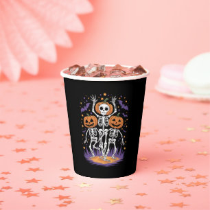 Dancing Skeleton Halloween Pumpkin  Paper Cups