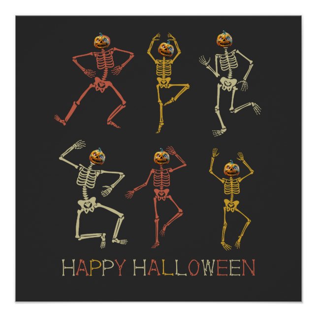 Dancing Skeleton Halloween Shirt,Pumpkin Halloween Poster (Front)