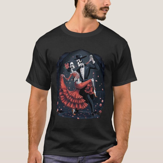 Dancing Skeleton Halloween Skull Dance Men Omen Co T-Shirt (Front)