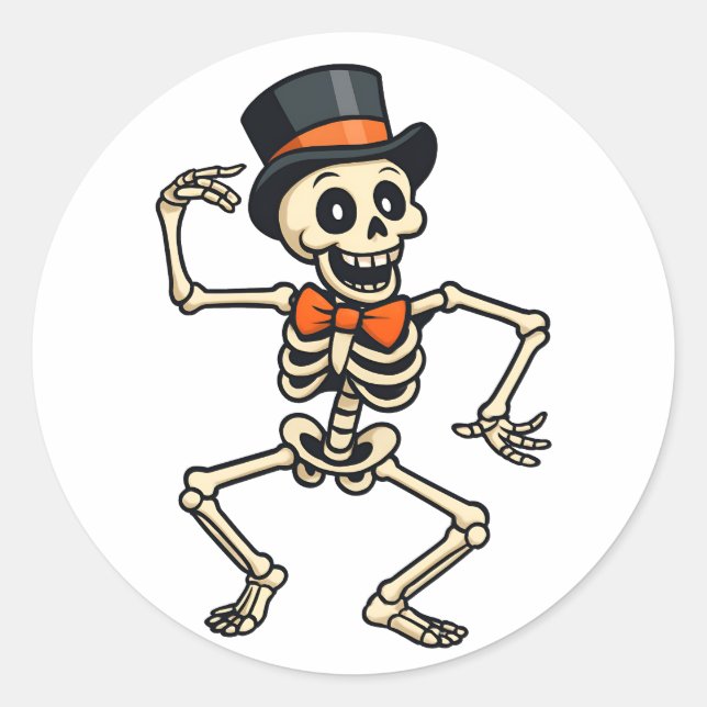 Dancing Skeleton Halloween Sticker  (Front)
