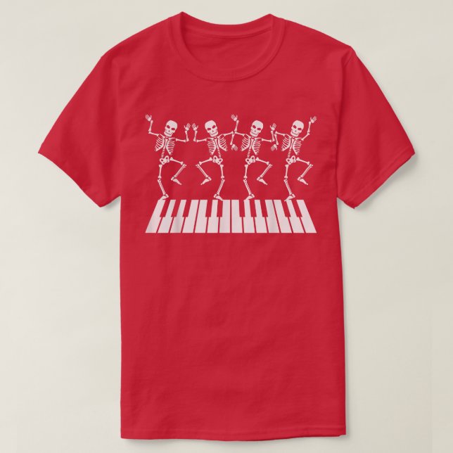 Dancing Skeleton in Piano Tshirt T-Shirt (Design Front)