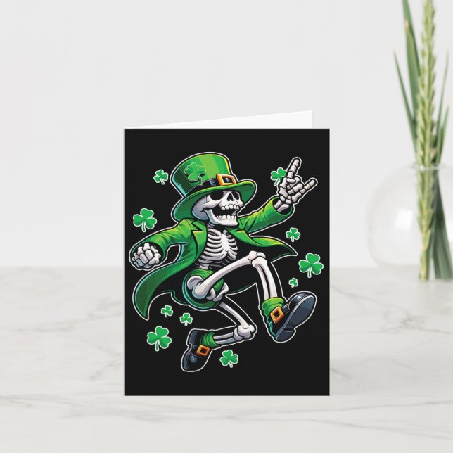 Dancing Skeleton Leprechaun St. Patrick's Day  Card (Front)