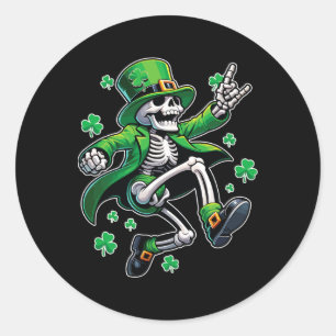 Dancing Skeleton Leprechaun St. Patrick's Day Classic Round Sticker