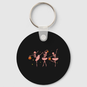 Dancing Skeleton Llerina Halloween Jack O Lantern Key Ring