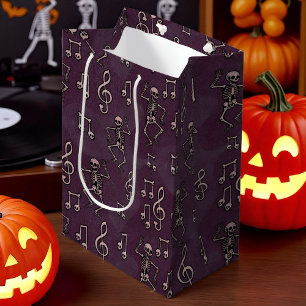 Dancing Skeleton Music Notes Halloween  Medium Gift Bag