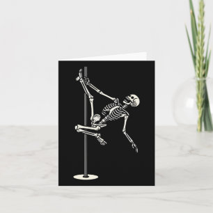 Dancing Skeleton On Pole Funny Halloween  Card