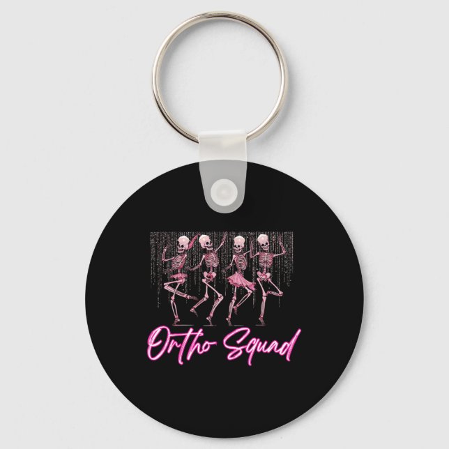 Dancing Skeleton Ortho Squad Orthopaedic Valentine Key Ring (Front)