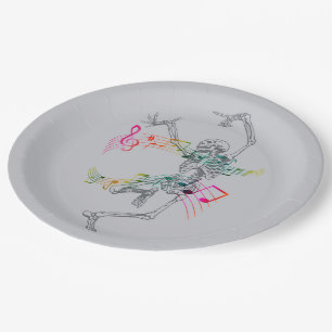 dancing skeleton paper plate