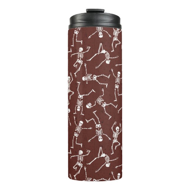Dancing Skeleton Pattern Funny Spooky Halloween Thermal Tumbler (Front)