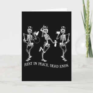 Dancing Skeleton Peace Dead Ends Hairstylist Hallo Card